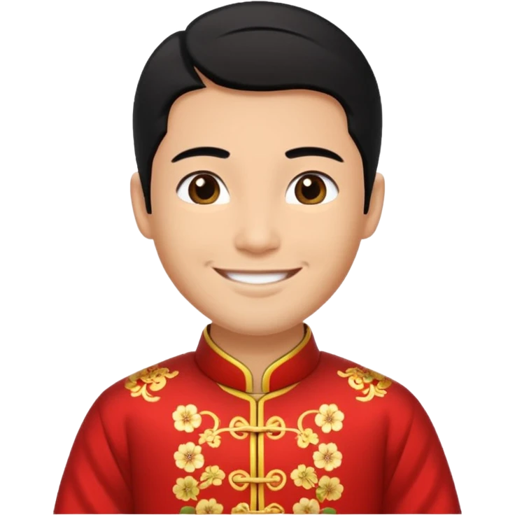 American groom, traditional, culture of chinese, smiley on face. emoji