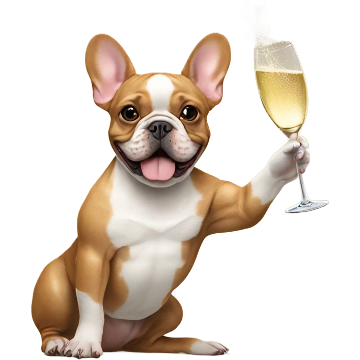 Red gaan French bulldog toasting champagne  emoji