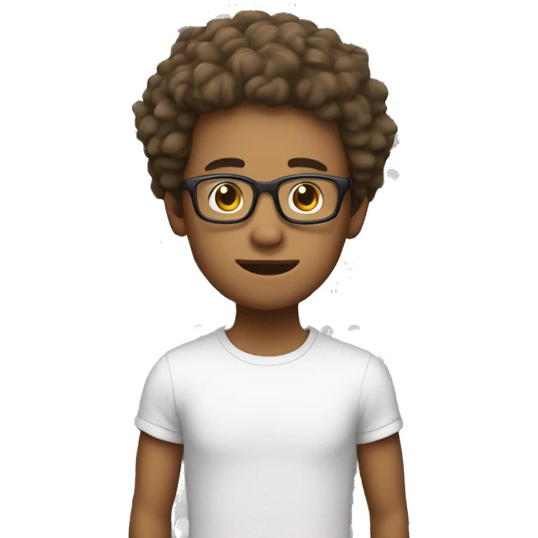 A boy have big hairs and skin colour white with spex emoji