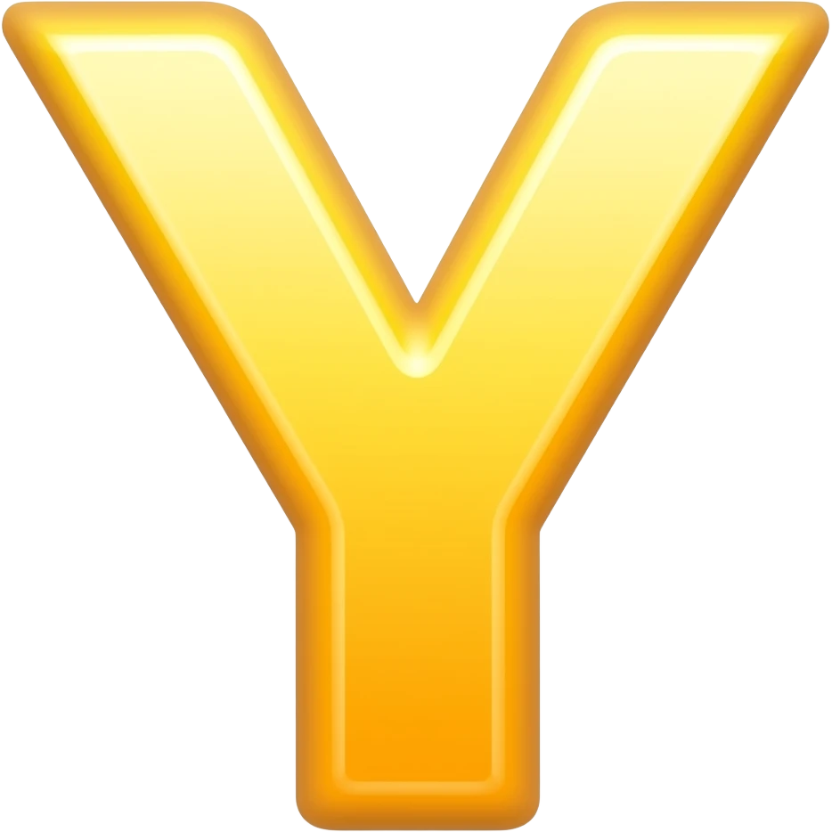 Y letter yellow  shining colour emoji
