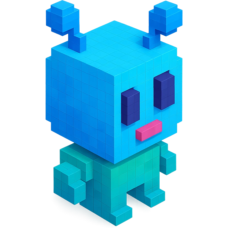 alien with antennae, blue skin, isometric view emoji