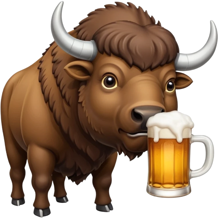 Een bizon die heel veel bier drinkt emoji