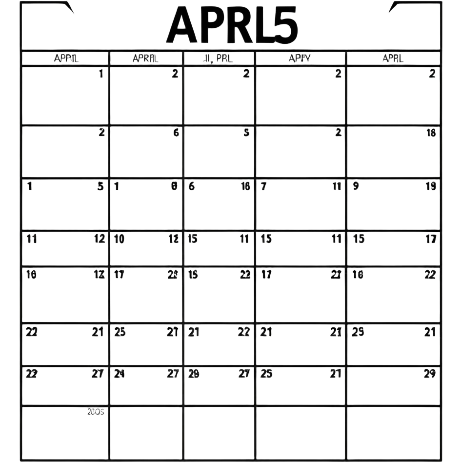 April 2025 calendar page emoji