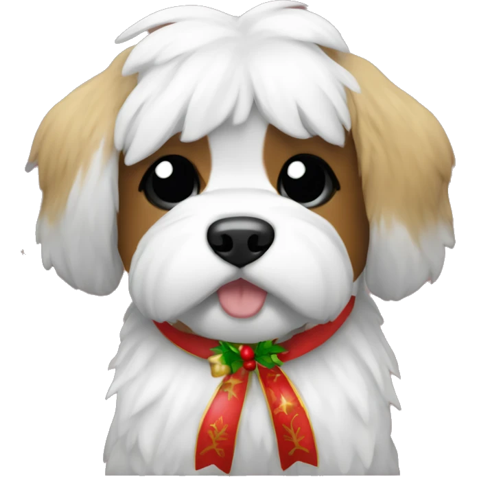 Una Shitzu con moño navideños emoji