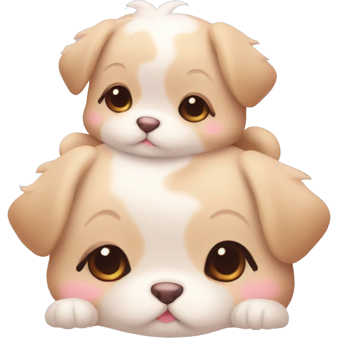 cute kawaii baby dogs with heart emoji