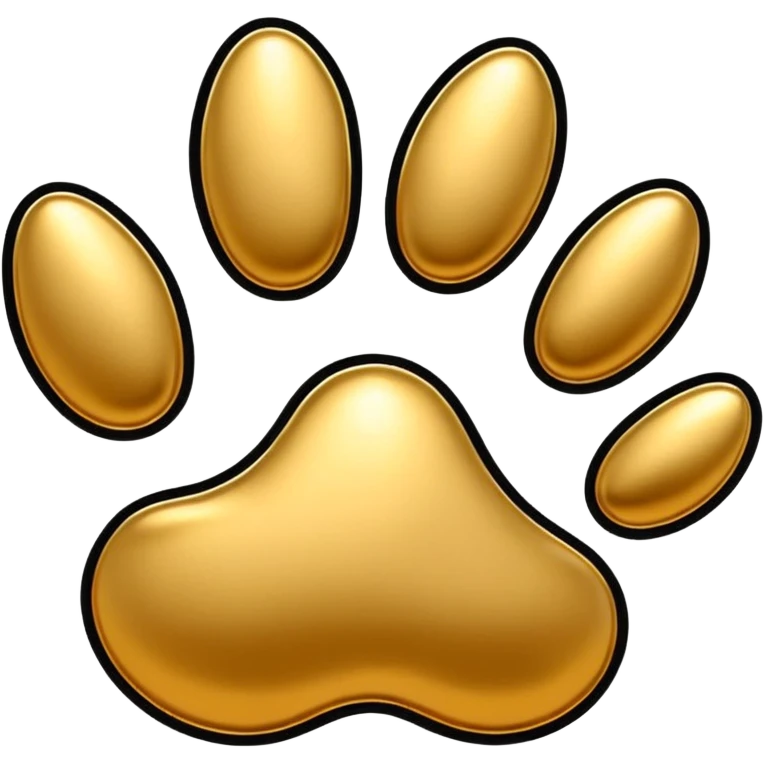stylized golden animal paw print with shiny details and black outlines emoji