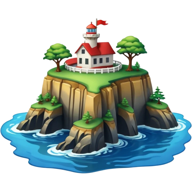 Cape Flattery stylized headland with water meeting, Apple emoji style, no text emoji