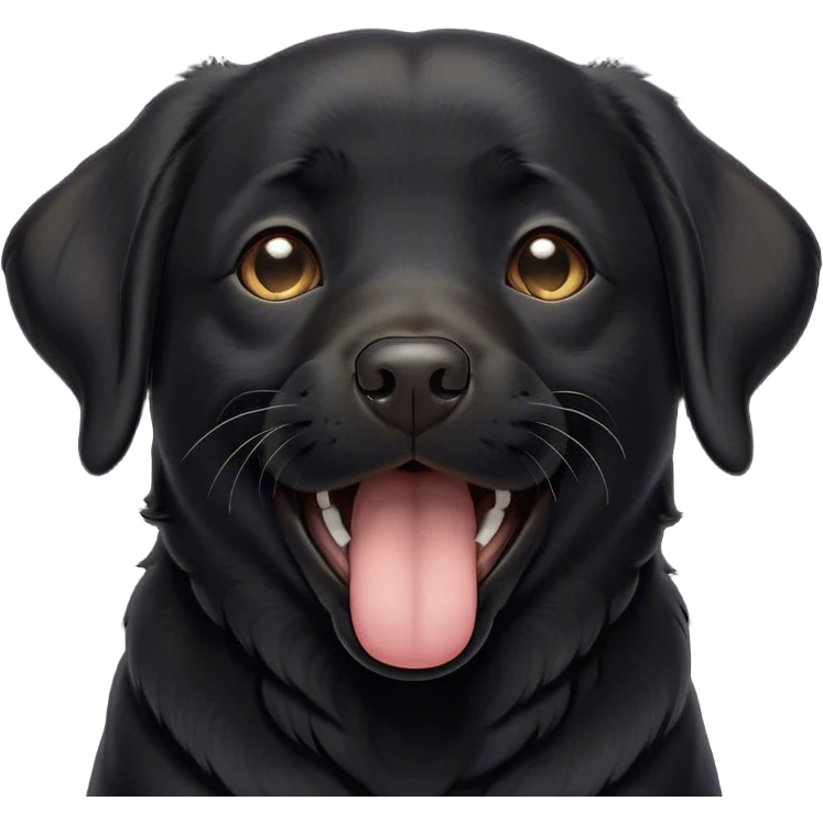 Cinematic Cute Yawning Black Labrador Portrait Emoji, Head tilted slightly with a dramatic, wide-open yawn, showcasing a smooth black Fur with a velvety texture, floppy ears slightly drooping, round brown eyes barely open in drowsy contentment, Simplified yet irresistibly adorable features, highly detailed, glowing with a soft, cozy glow, high shine, relaxed yet expressive, stylized with a touch of whimsy, bright and endearing, soft glowing outline, capturing the essence of a sleepy yet affectionate companion, so drowsy it feels like it could stretch out of the screen and curl up for a nap! emoji