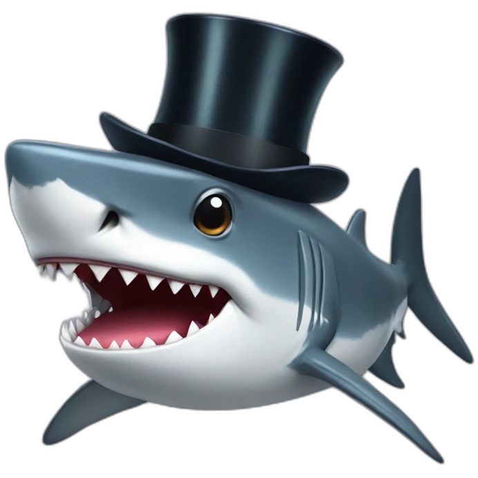 Shark with a top hat emoji