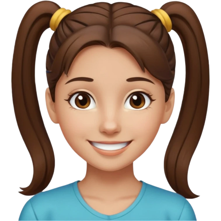 a brown haired girl  in a high ponytail but make her really pretty with brown eyes emoji