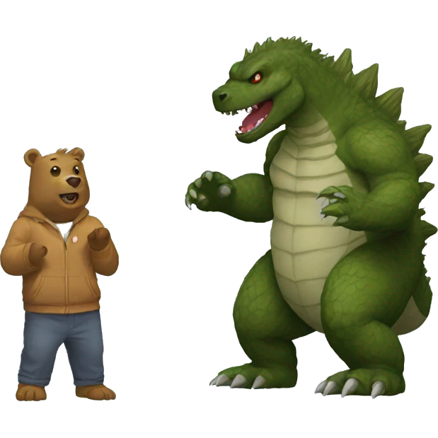 Godzilla with bear emoji