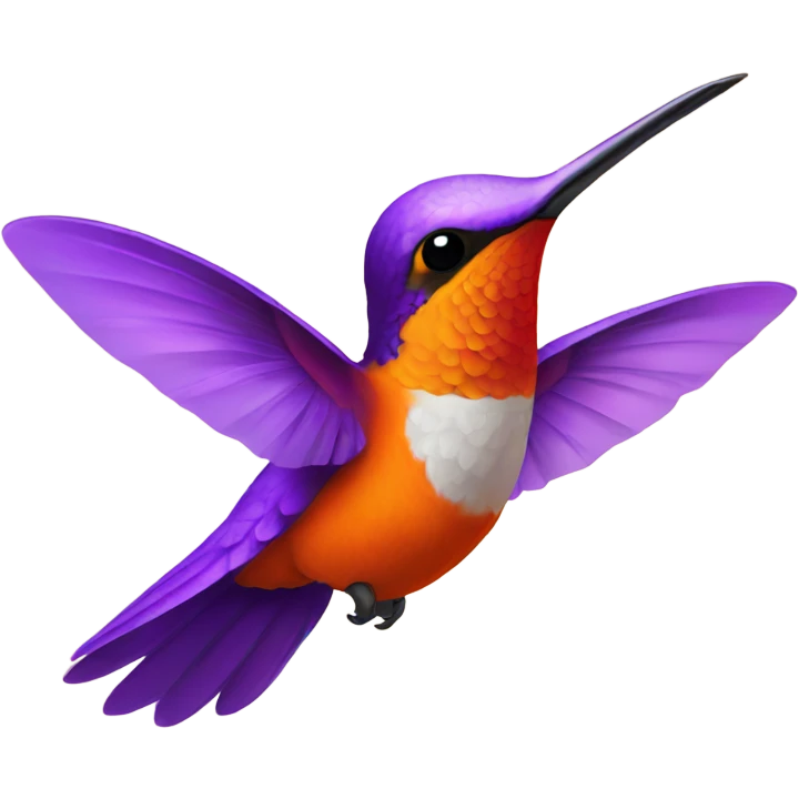 Orange Hummingbird with purple hummingbird emoji