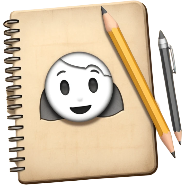 open sketchbook with a pencil on it emoji