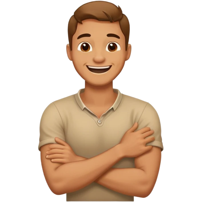 arms crossed holding neck laughing guy emoji