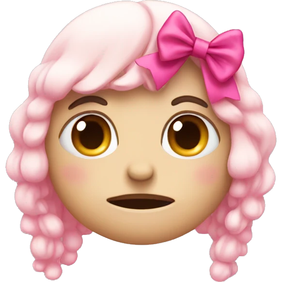 Sad with pink bow emoji
