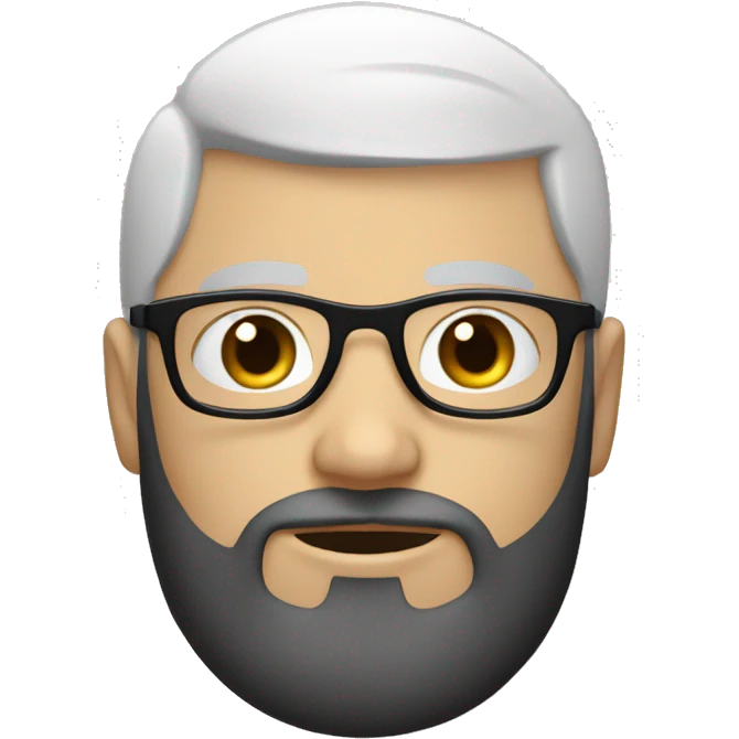 White boy with black hair and black beard and round white glasses , thin  emoji