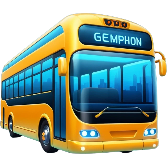 Futuristic city Bus and geolocation  emoji