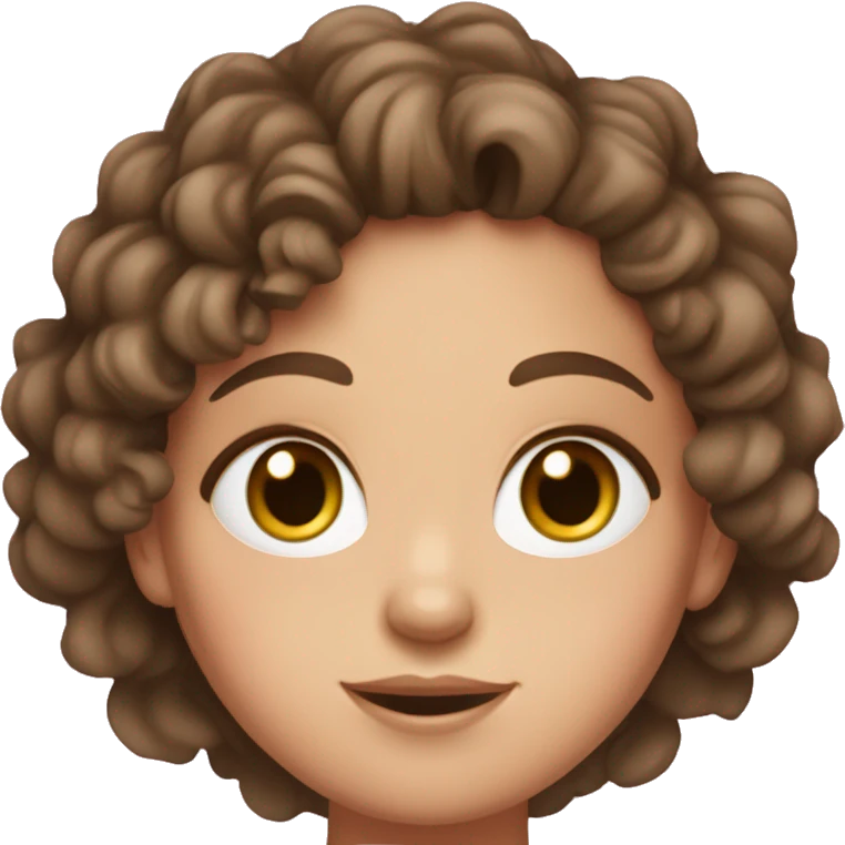 Olive skinned white girl with dark brown eyes + brown curly hair and freckles wearing pink top emoji