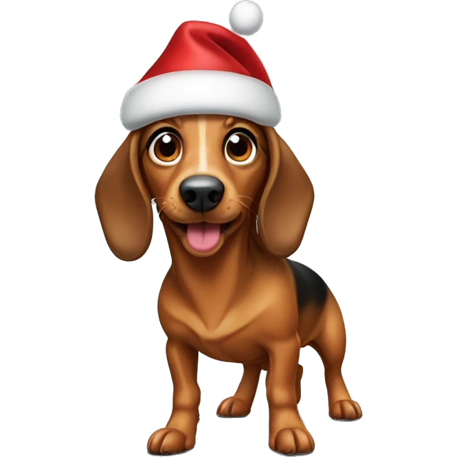 Wiener Dog wearing a Santa hat emoji