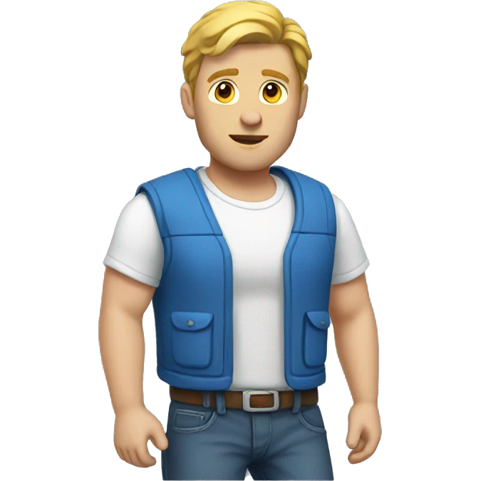 White guy with a blue vest emoji