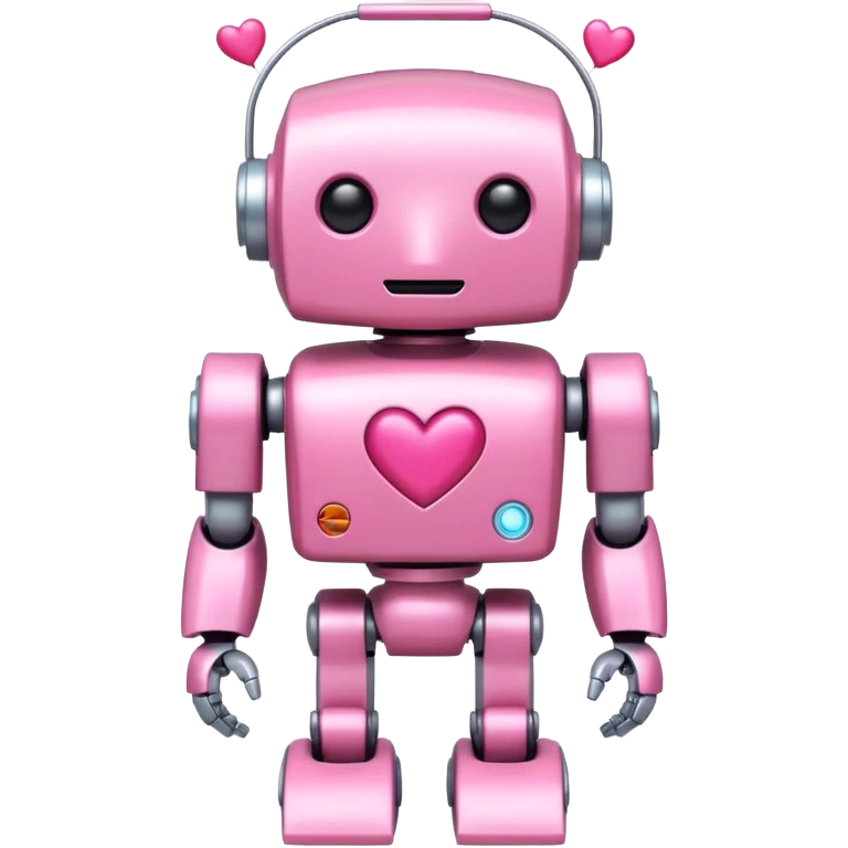 cute pink robot with hearts pink emoji