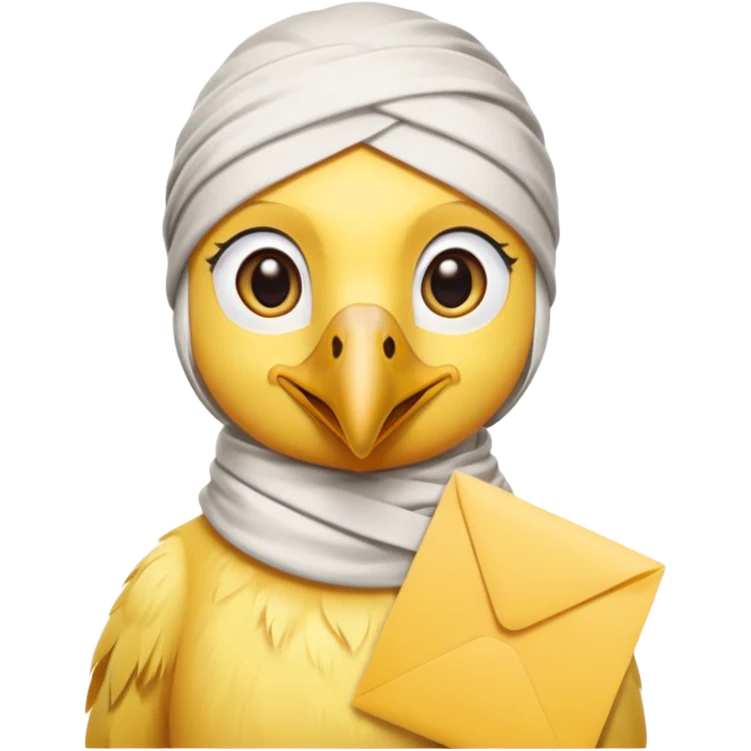 truthahnvogel with headscarf (no human) holding yellow paper emoji