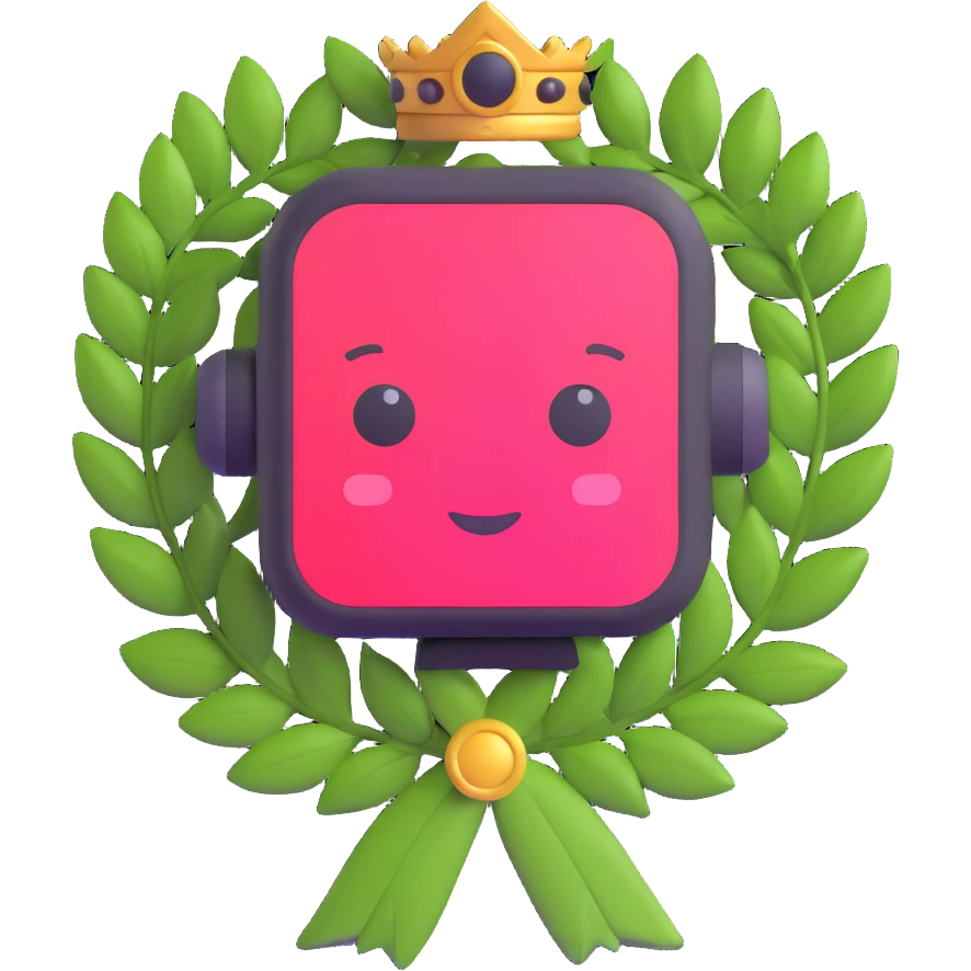 chatbot with laurel wreath and speech bubble emoji