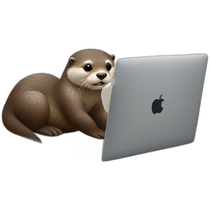 otter using a macbook leaning against a pillow emoji