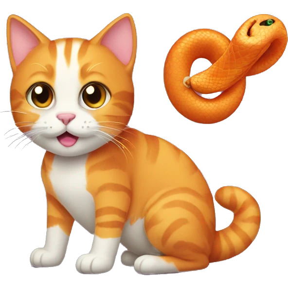 Orange cat with toy snake  emoji