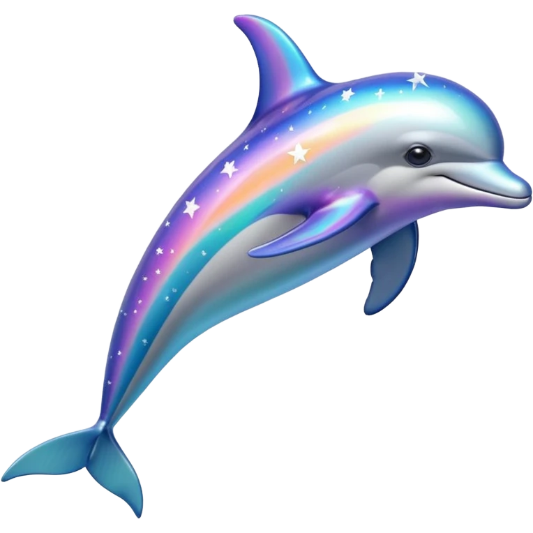 Colorful streaked Dolphin with silver stars emoji