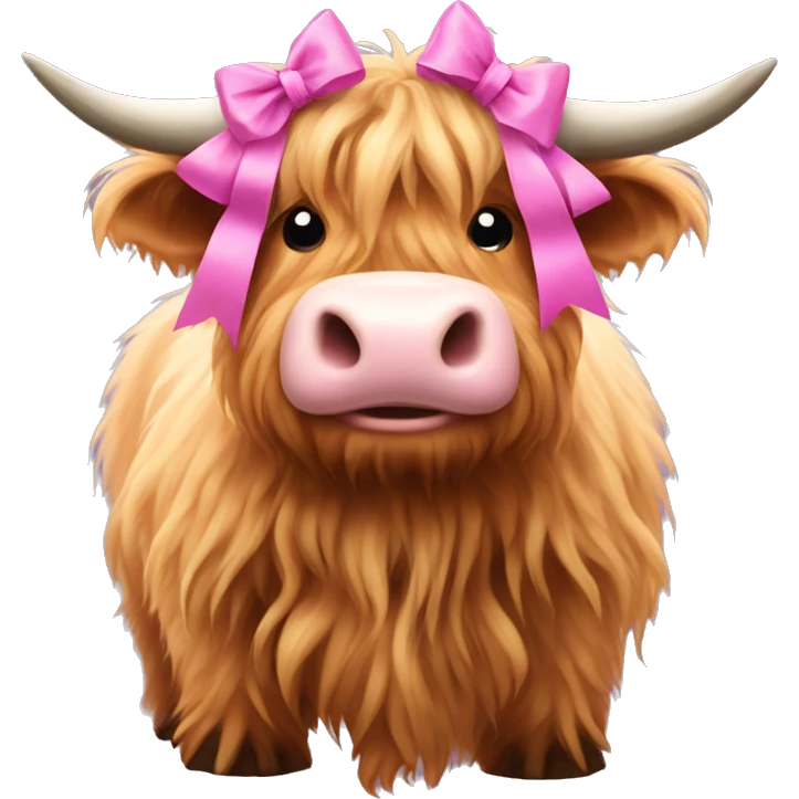 Highland cow with a pink bow emoji