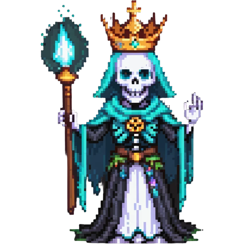 skeleton lich with crown and magical aura emoji