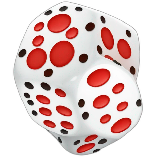 Rolling giant dice inner color black dots red emoji