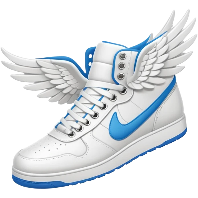 white winged sneakers mid air emoji