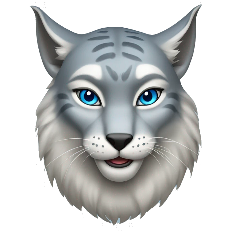 Growling Grey lynx blue eyes emoji