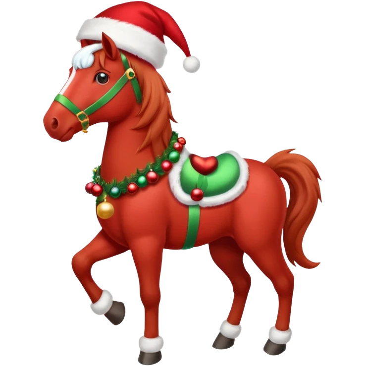 Christmas red horse with a full-length emoji
