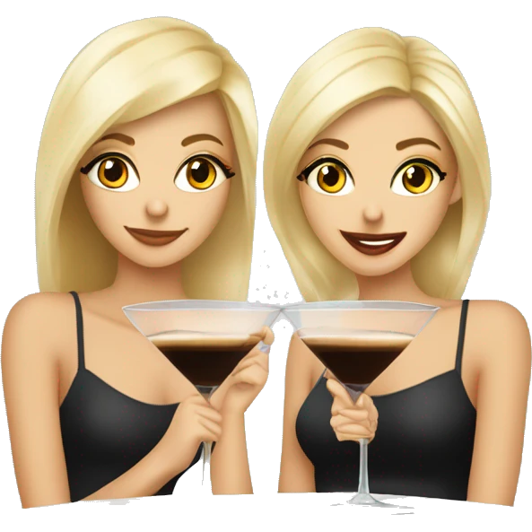 Two blonde girls in their 20s drinking espresso martinis in cocktail glasses emoji