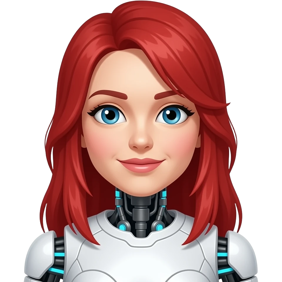 Red-haired beautiful robot emoji