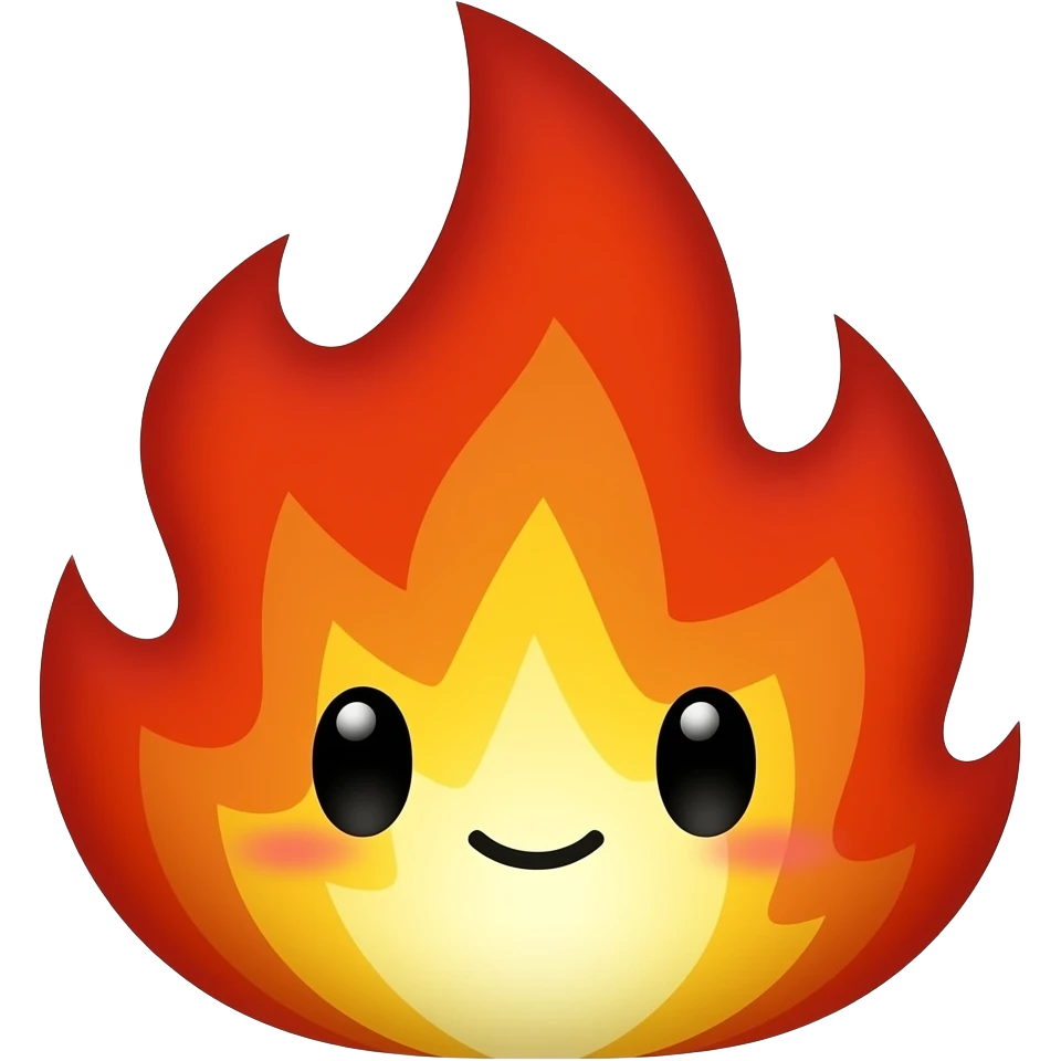 Black Kuwaii fire emoji emoji