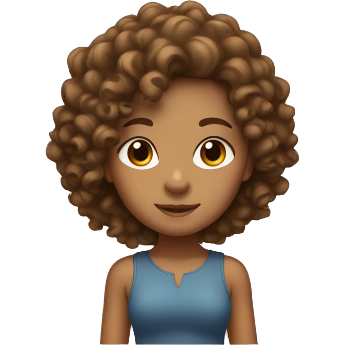 tan Girl with curly brown hair standing  emoji