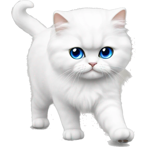White persian cat whit blue eyes kitten walking  emoji