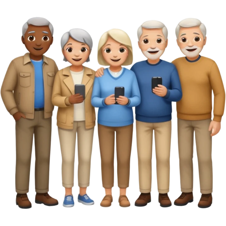 A large crowd of adults and seniors in casual clothing at an afterwork meeting emoji