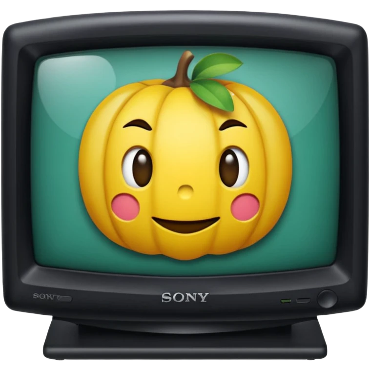 старый черный телевизор Sony с ярко зеленым пиксельным экраном  emoji