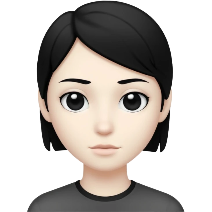 Matte black mannequin in the style of a default avatar. Monochrome with no lines. The eyes should be as matte black as the hair. emoji