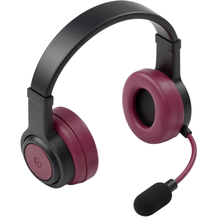 front view of over the hear headphones with a mic emoji
