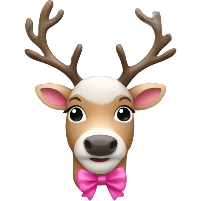 Reindeer with a pink bow emoji