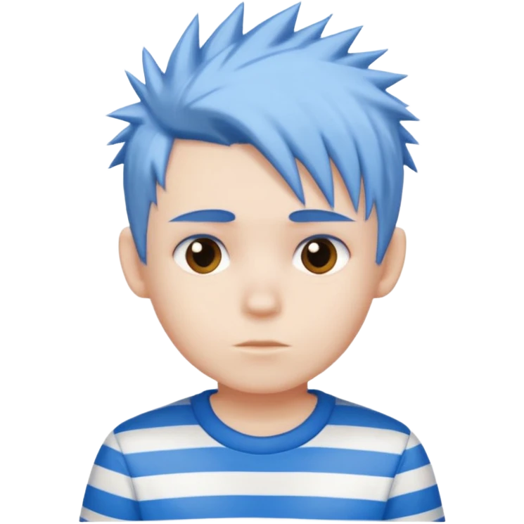 ولد شعره ابيض وازرق بشرته بيضاء جدا ويلبس قميص أبيض وازرق emoji