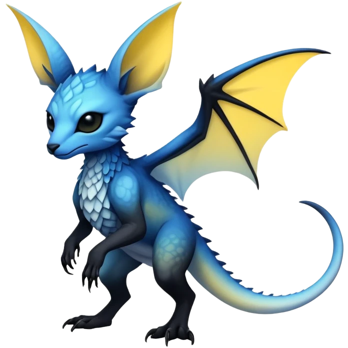  Cool Edgy blue-yellow-black-gradient ethereal badass Fionbri-Vernid-Trico-animal-creature full body  emoji