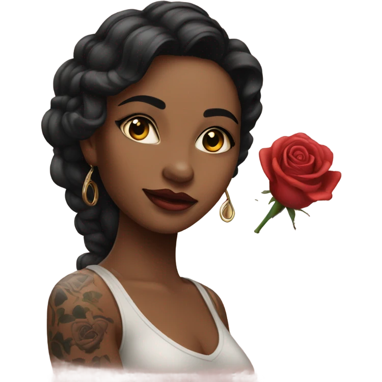 Hyper Realistic beautiful woman with a small rose tattoo emoji