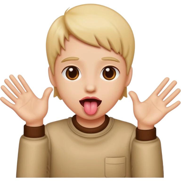 Tongue out with hands to the side  emoji